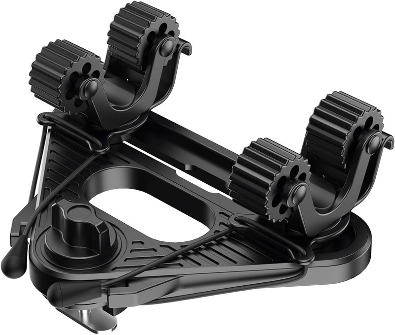 HOGEE Doubleheader with Dual Kayak Paddle Holder, Kayak Paddle Holder with Two Security Tethers, Multi-Functional Dual Head Kayak Track Mount Accessories - Kayak Oar/Fishing Net/Gaff Holder for Fishing - Image 1